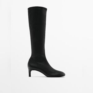 Massimo Dutti Black Heeled Boots
